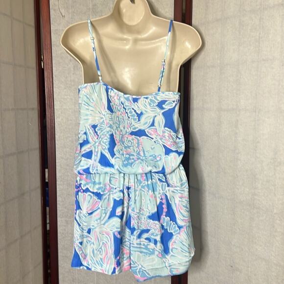 LILLY PULITZER DEANNA TANK BAY BLUE INTO THE‎ DEEP TOP ROMPER SIZE XS - Picture 6 of 10